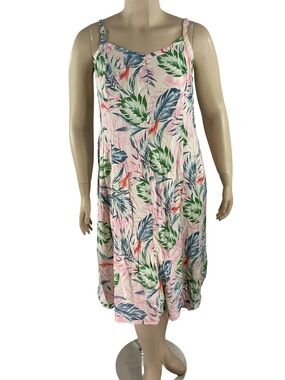 Torrid Midi Challis Sleeveless Trapeze Dress Pink Floral Size L Summer Casual